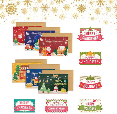Dailygoods- Kerstkaarten set van 6 - A6 vouwkaarten - feestelijke wenskaartenbox - kerstgroetkaarten - unieke ontwerpen - hoge kwaliteit - Wenskaarten