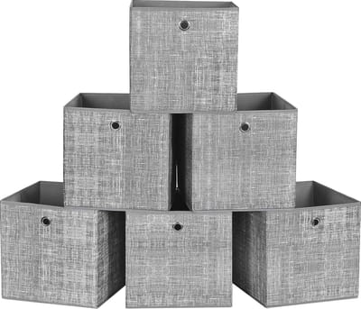 Opvouwbare opbergdozen voor speelgoed en kleding - 6 stuks, 30x30 cm, grijs gemêleerd