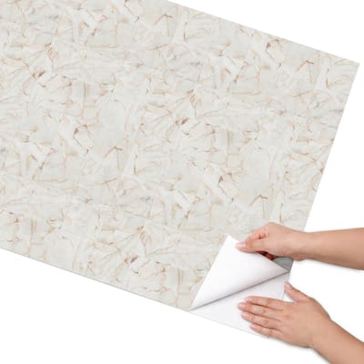 Coloray Meubel Wrap Folie - Beige Meubelfolie - 75x150 cm - Decoratiefolie Marmeren elegantie - Meubel Wrap Folie - Klassiek Meubelfolie - Plakfolie Meubels - Keuken decoratie - Texturen