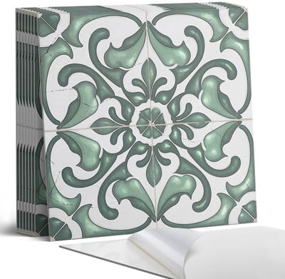 Coloray Plaktegels - Patroon met elegante motieven Portugese Tegels - 30 cm x 30 cm - Groente Plaktegels - 9 stuks - Vierkant PVC Tegels - Plaktegels Keuken - Zelfklevende Vloertegels - Vinyltegels Vloer Zelfklevend - Zelfklevende Tegels