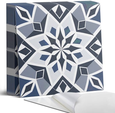 Coloray Plaktegels - Geometrisch bloemenpatroon Portugese Tegels - 30 cm x 30 cm - Grijs Plaktegels - 9 stuks - Vierkant PVC Tegels - Plaktegels Keuken - Zelfklevende Vloertegels - Vinyl Tegels - Zelfklevende Tegels