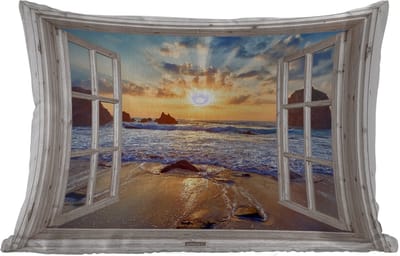 Buitenkussens - Tuin - Strand - Doorkijk - Zonsondergang - Landschap - Zee - Natuur - 50x30 cm