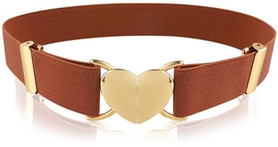 Dailygoods- Tailleband Verstelbaar - Geweven Stretch Riem - Metalen Hart Gesp - Elastische Riem - Geschikt voor Dames/Meisjes - 40-80cm