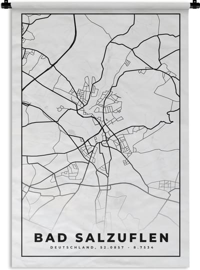 Wandkleed - Wanddoek - Plattegrond - Bad Salzuflen - Kaart - Stadskaart - 120x180 cm - Wandtapijt