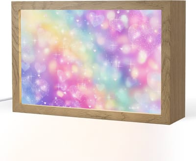 Nachtlampje 30x20 cm - Kinder lampje - Licht - Regenboog - Hartjes - Tafellamp kinderkamer - Slaapkamer lamp - Bedlamp kinderen - Kinderlampje stopcontact - Wandlamp babykamer - Nachtlampjes