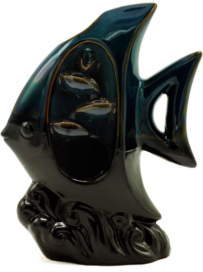 Tropical Fish Backflow brander (Waterval wierook brander) - Met doosje Backflow wierookkegeltjes witte salie en Palo santo - 15 g