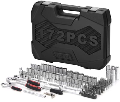 Walterstahl - 172-delige dopsleutelset - Chroom vanadium gereedschapset - Met ratels, doppen en bits - 1/4, 3/8 & 1/2 inch - Professionele toolset in koffer - Voor auto, motor, fiets, werkplaats en garage - Doe-het-zelf - Socket set voor onderhoud