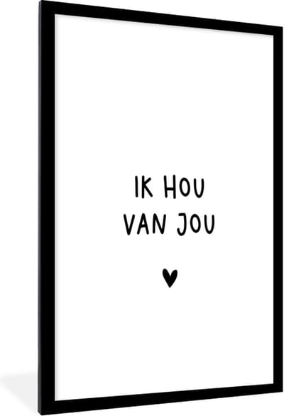 Fotolijst incl. Poster - Quotes - Ik hou van jou - Spreuken - 80x120 cm - Posterlijst