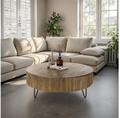 Salontafel Wave rond mangohout Ø120 cm - zandkleur