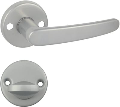 Domino® Deurkrukgarnituur TIGER R M9 - Nikkel gelakt - WC met Ronde Rozette - Deurbeslag van aluminium - Deurklink voor badkamer, kelderdeur en binnendeur