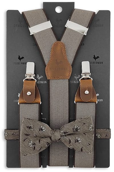 Sir Redman - Bretels met strik - bretels combi pack Brownie Flower - taupe / grijs / bordeaux / wit / bruin