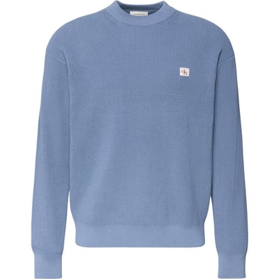 Calvin Klein Ls Ez Cotton Waffle Sweater Dusty Sailor Blue Size: S | Sweaters Outlet | Heren | Blauw
