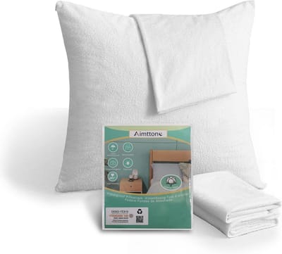 Waterdichte kussensloop 80 x 80 cm - Set van 2 - Ademend en hypoallergeen - Anti-mijt - Wit kussenbeschermer