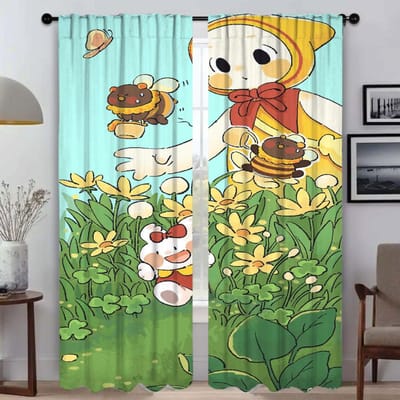Schattige Meisjes Verduisterende Gordijnen voor Woonkamer Shades Home Interieur Gordijnen 2 Stuks Tule voor Slaapkamer Raamgordijn Scheidingswand W50xH70cmx2pcs-CL