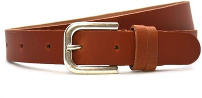 Dames riem Leer - Cognac - Breedte 3cm - Mooie dubbele passant - Riemmaat 85 - Totale lengte 100 cm - Nikkelvrije gesp