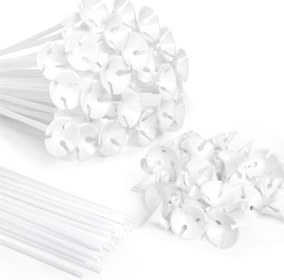 Daity 100 ballonstokjes - 32 cm lange plastic ballonhouders - geschikt voor jubileum - bruilofts - verjaardags- en feestdecoraties.
