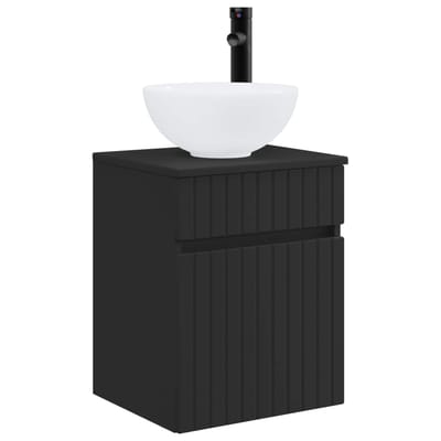 vidaXL - Wandgemonteerde - wastafelmeubel - Zwart - 39 - x - 35 - x - 63 - cm