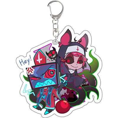 Pour Périphériques Anime Porte-clés Acrylique Série Alastor Vox Dessins Animés Personnalisés Accessoires Pendentif Sac à Dos Ornement Cadeau de Festival gray