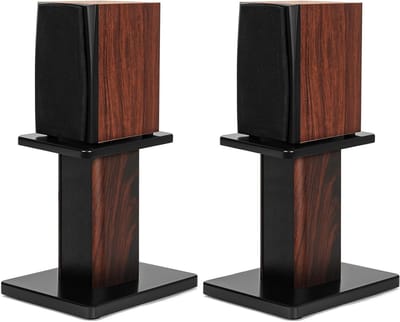 12" Houten Speaker Standaards - Stevige HiFi Speaker Standaards voor Thuisbioscoop en Studio Monitoren - Universele Bureau Speaker Stand met Vulbare Zandfunctie