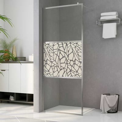 vidaXL - Inloopdouchewand - met - stenenmotief - 140x195 - cm - ESG-glas