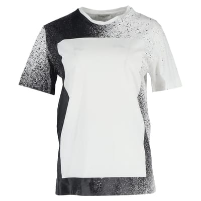 Balenciaga Splash-Effect Crewneck T-Shirt in Zwart en Wit Katoen
