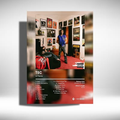Lil Tecca - TEC - album cover - metalen poster - 30x40cm
