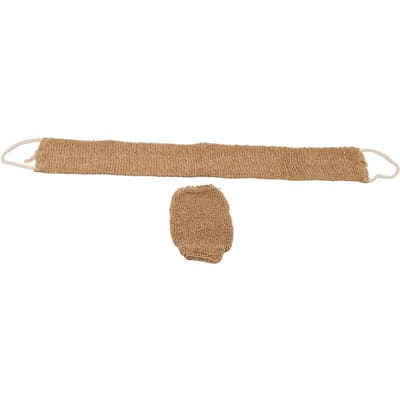 Exfoliërende Rugschrobber Mannen Vrouwen Draagbare Ramie Bad Douche Handschoen Schrobset voor Dagelijks Gebruik beige