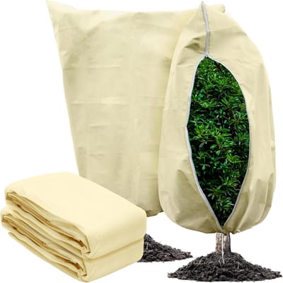 Unyqoos® Herbruikbare beschermhoes voor buitenplanten met ritssluiting en trekkoord