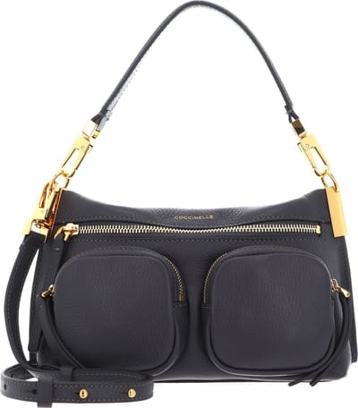 COCCINELLE Leren Handtas Schoudertas Hyle Handbag Grained Leather Ardesia Grijs