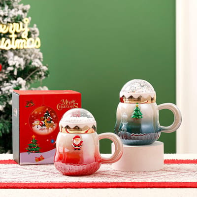 Kerst Keramische Kop Hoog Uitziende Kerst Mok Kerstman Waterbeker Souvenir Cadeau Beker Cadeau 500ml red