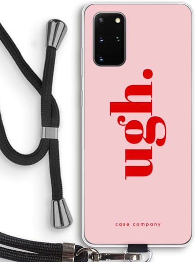 Case Company® - Hoesje met koord geschikt voor Samsung Galaxy S20 Plus hoesje met Koord - Ugh - Telefoonhoesje met Zwart Koord - Bescherming aan alle Kanten en Over de Schermrand