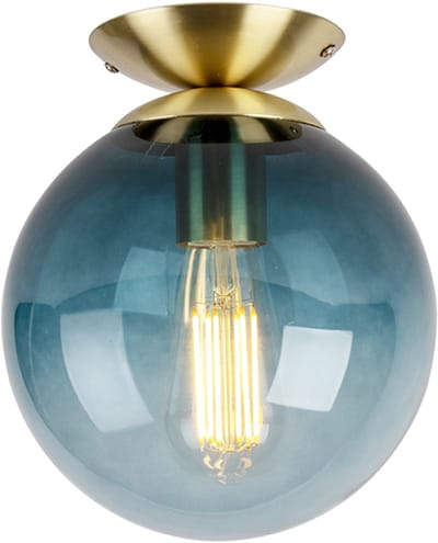 QAZQA pallon - Art Deco Plafondlamp - 1 lichts - Ø 200 mm - Blauw - Woonkamer | Slaapkamer | Keuken