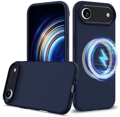 Lunso Geschikt voor iPhone 17 Air hoesje - Flexibel siliconen Backcover met magnetisch - Donkerblauw