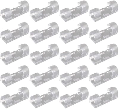 Dailygoods- Kabelclips 20 Stuks - Sterke Zelfklevende Klemmen - Duurzaam Kunststof - Kabelbeheer - Ruimtebesparend - Geschikt voor 7 mm Kabels - Kabelhouder
