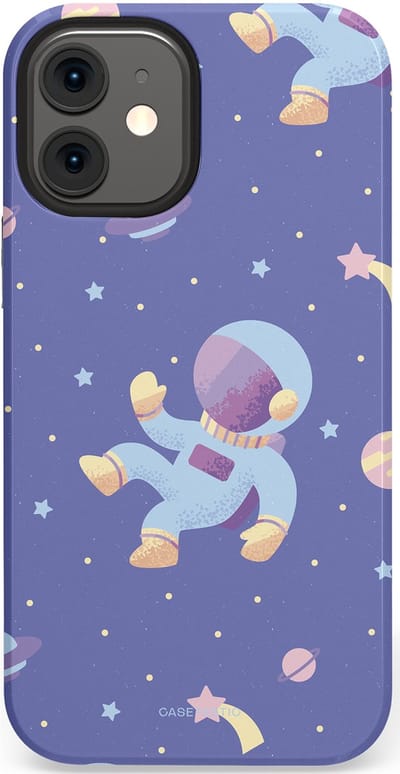 Casetastic Hoesje Geschikt voor Apple iPhone 12 Mini - Stijlvolle Beschermende Duo-layer Case - Vliegen in de ruimte