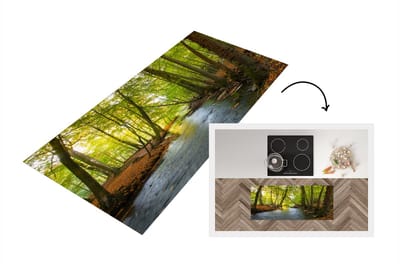 Keukenloper - Loper keuken - Een donkere rivier midden in een Deens bos - 120x50 cm - Keukenloper vinyl