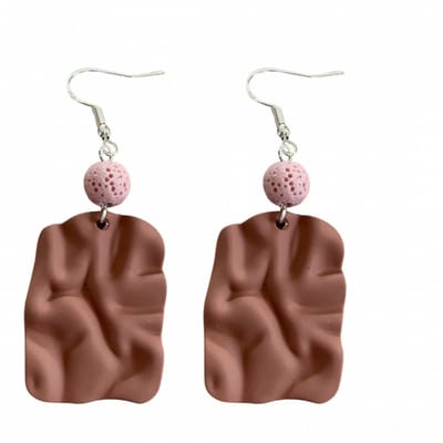 Zilveren lange oud roze oorbellen lavasteen zilverkleur-Charme Bijoux