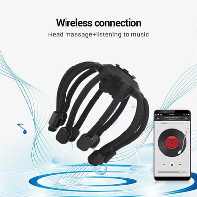 Elektrische hoofdmassageapparaat Draadloos verbinden Muziek 4 modi Head Scratcher Massage Hoofdhuid Verlicht vermoeidheid Ontspannen Hersenen Opladen via USB CHINA brown