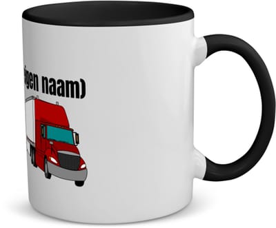 Akyol - rode vrachtwagen met eigen naam koffiemok - theemok - zwart - Vrachtwagen chauffeur - vrachtauto chauffeurs - iemand die houdt van vrachtwagens - verjaardag - cadeau - kado - geschenk - 350 ML inhoud