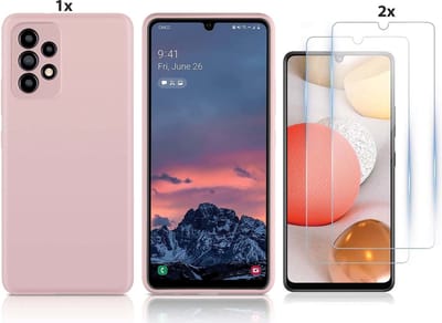 Hoesje Geschikt Voor Samsung Galaxy A52 Hoesje Soft Nano Silicone Backcover Gel Licht Roze Met 2x Glazen Screenprotector