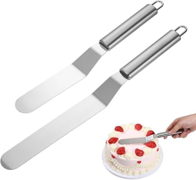 Set van 2 Hoekpaletten van RVS - Taartschep en Patissiermes voor het Gladstrijken en Snijden van Taarten (15cm + 20cm)