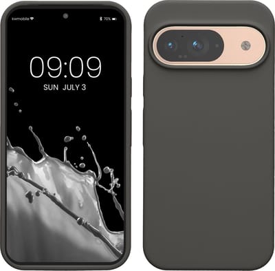 kwmobile hoesje geschikt voor Google Pixel 9 / Pixel 9 Pro case - Siliconen telefoonhoesje - Telefoon beschermhoes - Smartphone cover in steengrijs