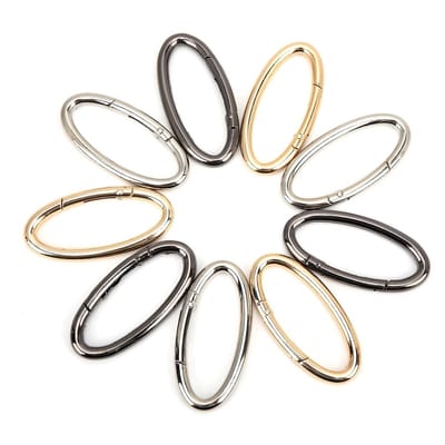 Dailygoods - 9 Stuks Karabijnhaken - Ovaal, Open, Rond, Sleutelhanger en Gespsluiting