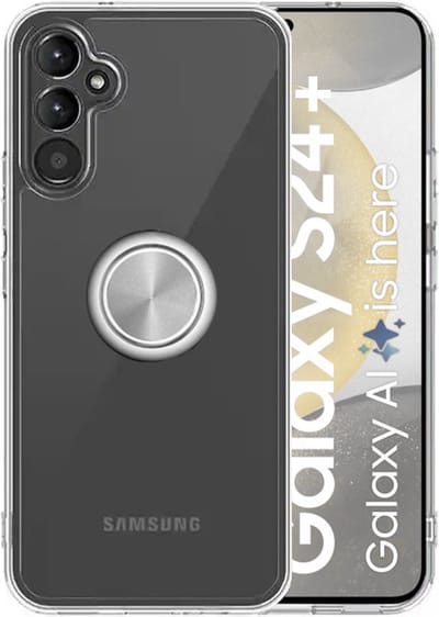 Armordrop Hoesje Met Ring Geschikt Voor Samsung S24+ (S24 PLUS) - Transparant Hoesje Met Ring