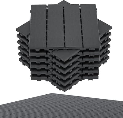 Terrastegels Houtlook - Vloertegels Balkon - Buiten Vloeren - Antislip Drainage - 2 m² - Antraciet