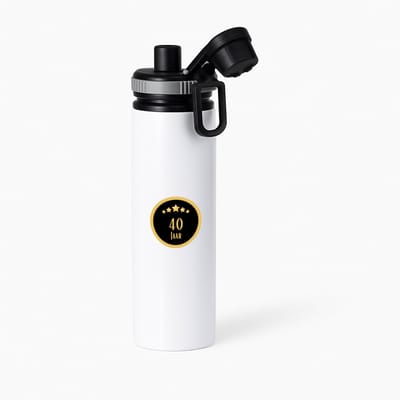 Hacebo® - 40 jaar waterfles met draaidop grijs - iemand die 40 jaar is geworden of 40 jaar lang een relatie hebben of getrouwd zijn - verjaardagscadeau - verjaardag - cadeau - kado - geschenk - gift - relatie - water fles - 850ML