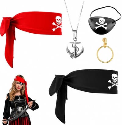 Complete Piraten Kostuum Accessoires voor Mannen en Vrouwen - Perfect voor Halloween, Carnaval en Themafeesten met Hoed, Zwaard en Ooglapje