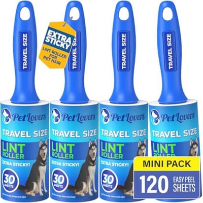 Mini Pluisrollen voor Reizen - 4 Stuks, Ideaal voor Dierenhaar en Vuilverzameling