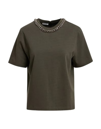 Essentiel Antwerp T-shirt With Chain T-shirts Groen Klaim