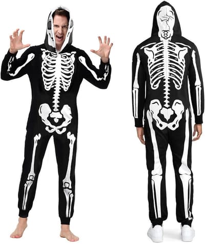 Skeleton Kostuum voor Volwassenen Unisex Halloween Pyjama's Jumpsuit voor Carnaval en Cosplay - XL Maat voor Feestelijke Gelegenheden